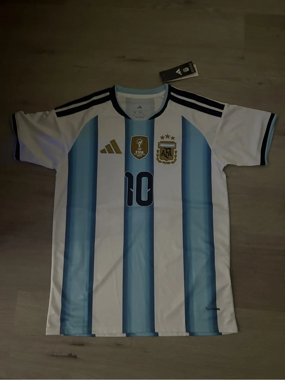 adidas Argentina Home Soccer Jersey - White & Light Blue Stripes